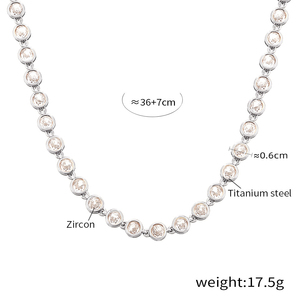 Collar de Acero de Titanio con Circonita Roja de la Mejor Calidad, 36+7cm, Joyería de Moda para Mujer, 17.5g - Product Image 2
