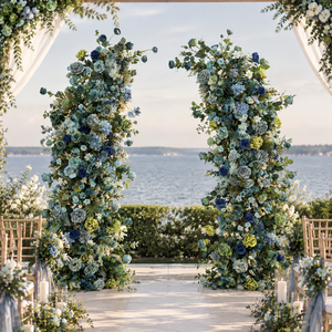DKB Promotion : Arche de fleurs artificielles en soie et arrangements floraux avec boule, pour décoration d'événements de mariage, vert olive - Product Image 1