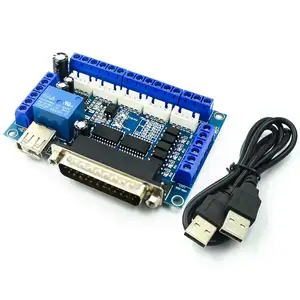 Placa atualizada Breakout do adaptador de interface CNC de 5 eixos para motor de passo Mach3 + cabo USB