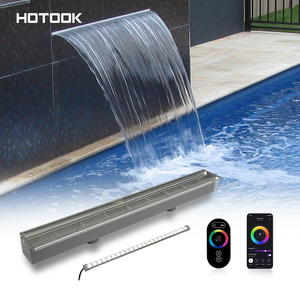 Fuente de Cascada con Tira de LED de Colores para Piscina, Descenso de Agua Acrílico de 12V, 30/60/90cm, Decoración de Agua para Jardín, 8W de Potencia - Product Image 1