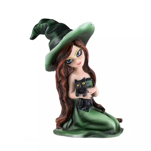 Figuritas decorativas para el hogar, estatua <span class=keywords><strong>de</strong></span> bruja <span class=keywords><strong>de</strong></span> resina verde, venta al por mayor - Product Image 2