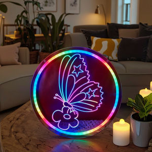 Decoraciones de Mariposas con Luz LED - Un Solo Color/Múltiples Colores para Decoración de Paredes, Luces LED Grabadas en 3D, Letreros de Neón LED RGB Personalizados - Product Image 1