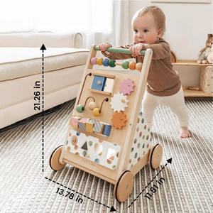 Instelbare Snelheid Montessori Houten <span class=keywords><strong>Baby</strong></span> Rollator Educatief Push Speelgoed Voor De Ontwikkeling Van Kinderen - Product Image 6