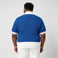 Pull en maille jacquard brodé 'KTY' à col quart-zip bleu style simple pour homme ODM OEM