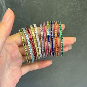 Dylam Elastic Rope Tennis <b>Bracelet</b> S925 Silver 4A Cubic Zirconia <b>Rainbow</b> Multiple Color Colorful Luxury Tennis <b>Bracelets</b> - Product Image 2
