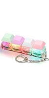 Porte-clés anti-stress créatif en acrylique carré, motif dessin animé, avec bouton à pression, pendentif clavier Macaron 4 touches, modèle russe