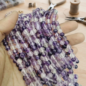 Perles de pierres précieuses rondes lisses en fluorite violette naturelle, agate Mirani, thème Amour, vente en gros - Product Image 2
