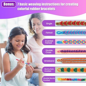 Kinder kreative Paste Spielzeug Kunst Handwerk Kit DIY 1000 bunte Haar gummis Gummiband Armband Weben Kamm Organizer Fall Geschenk - Product Image 2