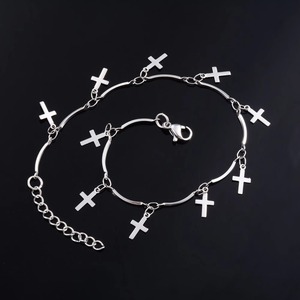 Bracelet croix vintage en acier inoxydable pour femme et fille, chaîne de cheville, bracelet de main, bijoux chrétiens en métal pour l'été - Product Image 3