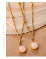 Collar con Colgante de Piedra Natural Rosa y Blanca con Cadena de Cuentas de Acero Inoxidable, Regalo para el Día de la Madre con Certificación CE