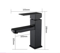 Robinet mélangeur chaud/froid noir à col long et carré en acier inoxydable pour évier de cuisine, lavabo de salle de bain et hôtel