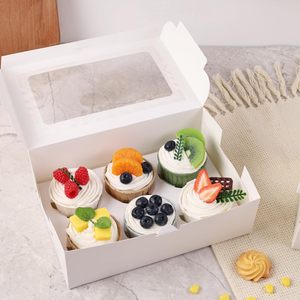 Boîte à cupcakes pliable en gros, 6 emplacements, en kraft blanc avec insert, emballage pour pâtisseries et muffins pour boulangerie - Product Image 6