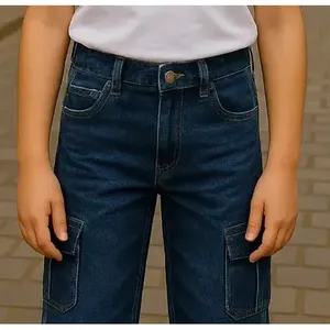 Jean cargo Adrenaline pour garçons, coupe droite, délavage moyen, 5 poches, style décontracté, pantalon pour enfants - Product Image 4