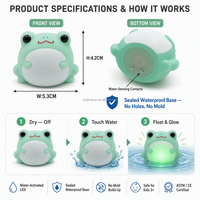 Jouet de bain en PVC en forme de grenouille en caoutchouc, animal flottant lumineux, style coquille d'œuf, avec capteur d'eau LED, pour enfants, série de collection