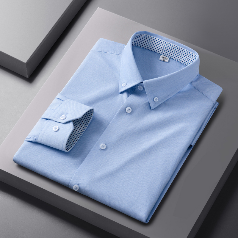 Men's Autumn Oxford Polyester/Cotton Non-Ironing Solid Color Formal  Turn-down Collar Full Sleeve Dress Shirt Moisture-Wicking| Alibaba.com