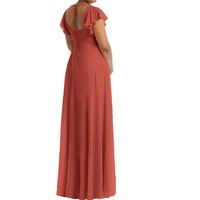 Elegante Flatter ärmel Schaufel Open-Back-Seite Schlitz Maxi Chiffon Brautjungfer Abendkleider