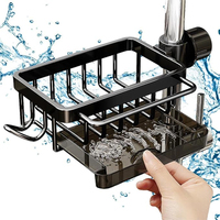 Support multifonctionnel réglable et détachable en métal pour éponge de cuisine et de salle de bain, à fixer sur robinet ou évier, compatible avec les armoires