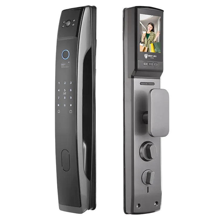 OEM outdoor smart door lock biometric lock fingerprint door handle digital keyless door locks with camera
