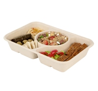 Plateau jetable 100% compostable en fibre végétale, biodégradable, plateau alimentaire en bagasse de canne à sucre