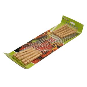 Brochetas de 30 cm, 10 unidades, varillas para asar kebab, brochetas reutilizables de acero inoxidable para barbacoa con mango de madera - Product Image 1