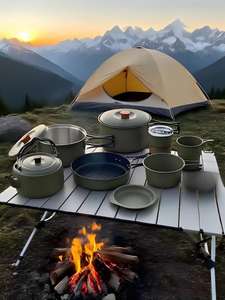 Batterie de cuisine de camping, <span class=keywords><strong>kit</strong></span> compact en acier inoxydable 304 pour casseroles et poêles de plein air pour la randonnée, le pique-nique et le camping. - Product Image 2