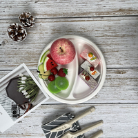 Ensembles d'assiettes Vaisselle Assiettes jetables Assiettes en papier rondes de 9 pouces biodégradables en bagasse jetable écologique à 2 compartiments