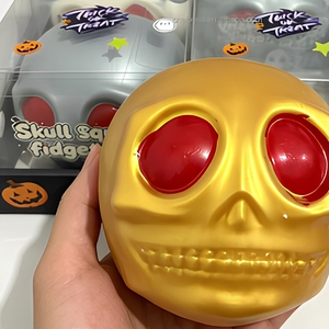 Jumbo Halloween <b>Skull</b> Head Squishy Toy Soft Stress Relief Squeeze Fidget Toy TPE Material Girls Halloween Party <b>Gift</b> - Product Image 5