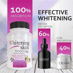 Капсулы с глутатионом для отбеливания кожи, удаления темных пятен и следов от акне, 5000 мг, веганские, органические, без глютена, антиоксидант, 120 капсул, для взрослых - Product Image 5