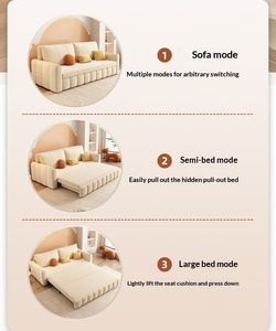 Cat Claw Velvet Foldable Multifunctional Sofa <b>Bed</b> Dual Purpose Nordic Cream Style Pull Out Couch For Small Living Room - Product Image 4