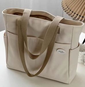 กระเป๋าผ้าแคนวาสใช้ซ้ำได้ทุกวันดีไซน์มีกระเป๋าด้านนอกสองช่องมีซิปปิดและใช้ซ้ำได้ - Product Image 4