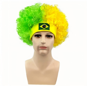 Perruque explosion de couleurs patriotiques en polyester, cheveux synthétiques, avec bandeau assorti, coiffe fantaisie pour fans, idéale pour le sport, le carnaval et Halloween - Product Image 4
