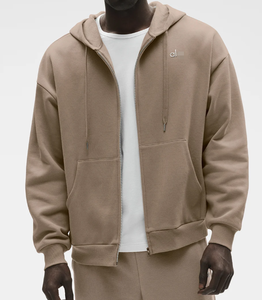 Men Solid Color Full Zip up <strong>Hoodie</strong> Oversized Embroidery Logo Fleece Hooded Jacket Custom Label Wholesale Factory - Product Image 5