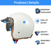 Casque de moto vintage unisexe MY à visage ouvert en ABS avec fermeture à dégagement rapide, homologué DOT, design rétro, graphique toutes saisons