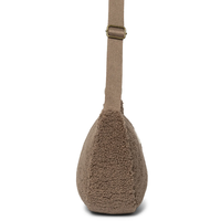 Sac à bandoulière portable en polaire sherpa imperméable, style robe demi-lune, avec logo personnalisé, idéal pour l'hiver et confortable