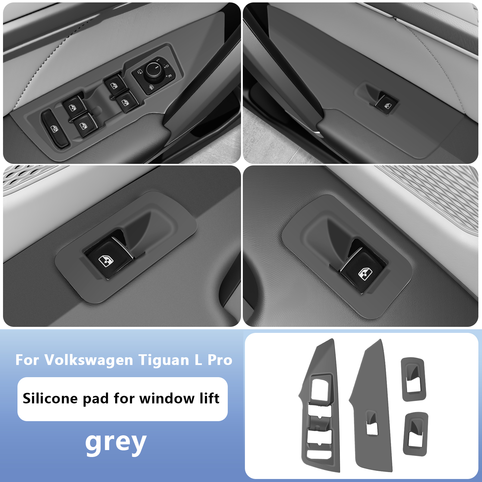 For Volkswagen Tiguan L Pro Silicone pad for window lift grey