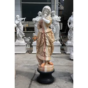 户外花园石头手工雕刻舞蹈女士礼服雕塑大理石女性雕像
