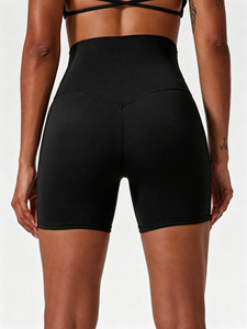 Shorts de Yoga para Mujer, de Alta Elasticidad, con Tirantes Cruzados, Cintura Elástica, Color Sólido, Transpirables, Absorbentes de Sudor, para Gimnasio, Ciclismo y Running - Product Image 3
