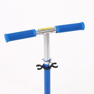 Patinete para niños de 4 ruedas, azul, altura ajustable, con freno, para niños de 6 años, vehículo ligero de dos ruedas - Product Image 1