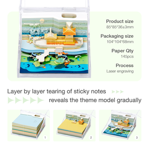 Bloc de notas de papel 3D de alta calidad, arquitectura de paisaje acuático, regalos de aniversario, recuerdos, notas adhesivas de papel 3D - Product Image 5