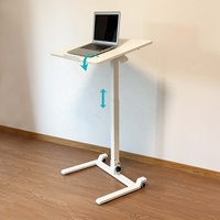 Bureau d'ordinateur portable sur roulettes, entièrement pliable, réglable en hauteur, avec plateau inclinable multi-angles, table d'appoint mobile pour salon