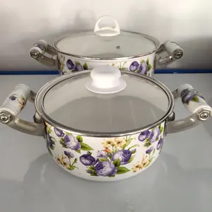 189XG :graceful flower decals enamel cookware & enamel pot sets