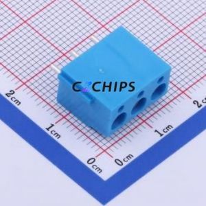 DB300V-5.0-3P-BU-S Screw Terminal Block Through hole Component (THT),P=5mm Connector 1x3P 5mm Blue Through Hole - Product Image 1