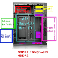 Caja de PC ATX Micro ATX en Oferta, 7 Ranuras PCI, 2 HDD, 2 SSD, Múltiples Posiciones de Montaje de Ventiladores, Accesorios para Computadoras de Escritorio