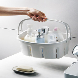 Portable Shower <b>Basket</b> <b>Plastic</b> Wall Mounted Toiletries Storage <b>Basket</b> White Rectangle Dormitory Bathroom Use - Product Image 4