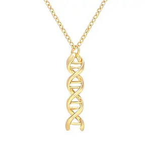 Inspirational Biology Research Three Colors Plated 3D DNA Double Helix Pendant Science Souvenir Jewelry Necklace