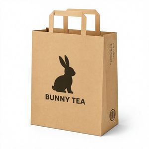 Bolsas de Papel Kraft Personalizadas al por Mayor con Logotipo, Asas Planas y Orificio Lateral para Té, Té de Burbujas, Tiendas y Restaurantes, Suministro a Granel - Product Image 1