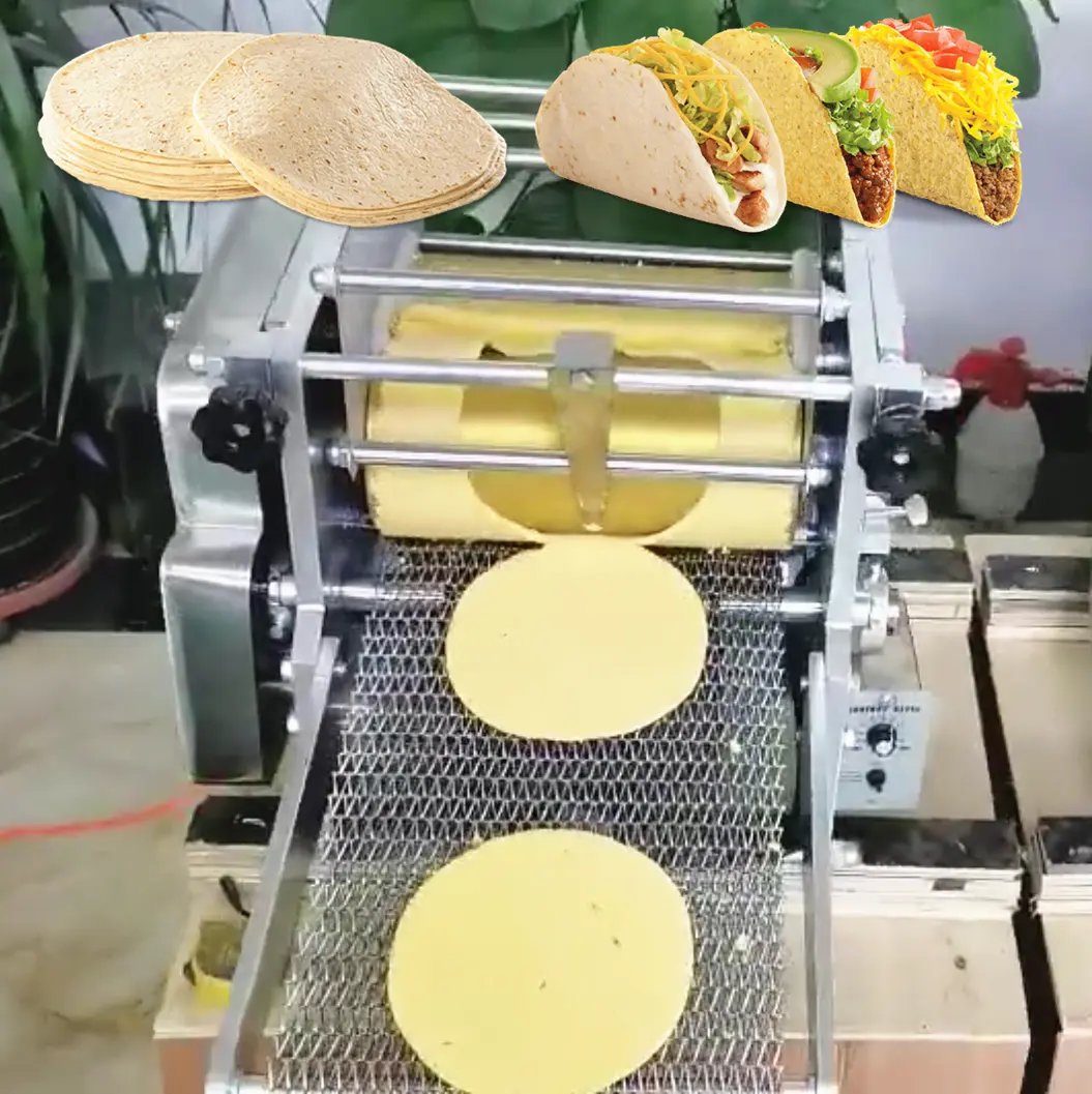 Mesin Pembuat Tortilla Meksiko Mesin Tortilla Tepung Industri Otomatis Penuh Pembuat Roti Tekan Mesin Pembuat Tortilla