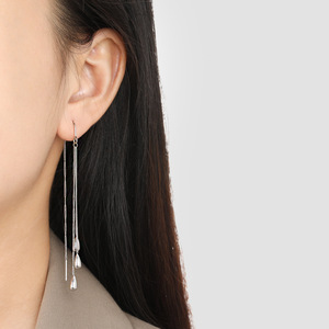 New Design <strong>Stainless</strong> <strong>Steel</strong> Chain Fringe Water Drop Ear Line Delicate Fashion <strong>Jewelry</strong> 18k Gold Plated Earrings for Women - Product Image 5