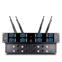 Headset Uhf mikrofon dengan mikrofon layar/8 saluran, mikrofon genggam nirkabel, mikrofon dinamis AM-801 konferensi nirkabel 8 saluran