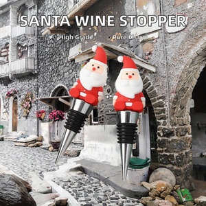 Vente en gros de cadeaux de Noël élégants : Bouchons de bouteille sous vide en métal Père Noël et bouchons de vin rouge pour champagne et vin - Product Image 2